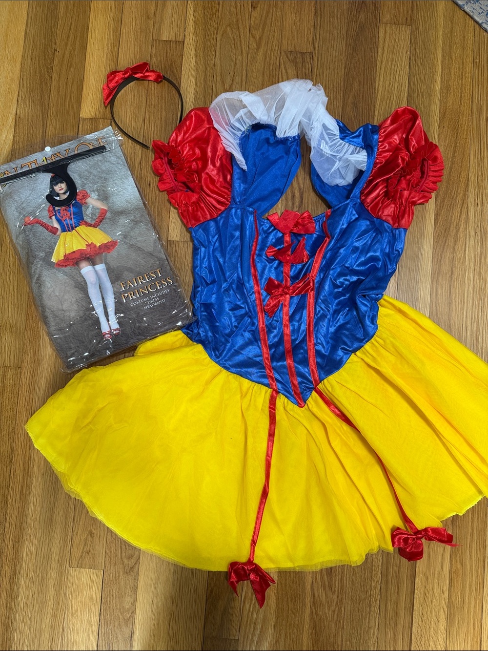 Hot Topic Women's Blue, Red & Yellow Princess Halloween Dress